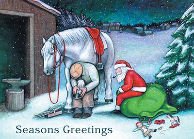 Santa Waiting for the Farrier - Package of 10 Cards