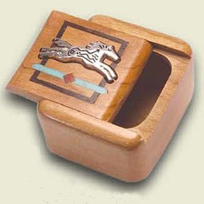 Spirit Horse Inlaid Wood Secret Keepsake or Jewelry Box