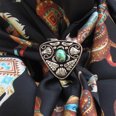 Triangle with Turquoise Stone Scarf, Bandanna, Wild Rag Slide