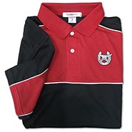 Shoe and Anvil Embroidered Black and Red Moisture-Free Mesh Golf Shirt *NEW!*