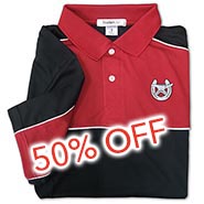 Shoe and Anvil Embroidered Black and Red Moisture-Free Mesh Golf Shirt *NEW!*