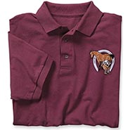 Short Sleeve Maroon Golf Shirt with Farrier & Shoe Embroidery