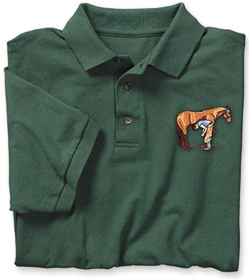 Forest Green Golf Shirt with Modern Farrier Embroidery