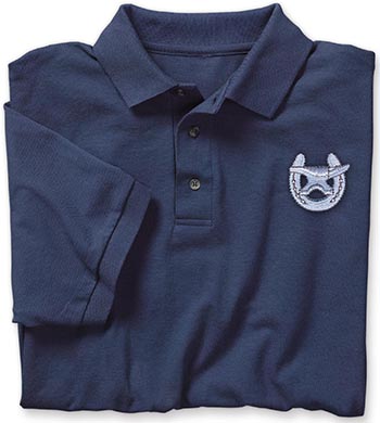 Navy Golf Shirt - Shoe & Anvil Embroidery