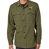 Army Green Longsleeve Flannel with Modern Farrier Embroidery *ONLY ONE AVAILABLE SIZE MEDIUM*