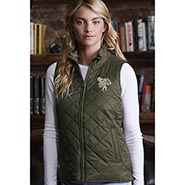 Lightweight Diamond Quilt Vest with Barn Girl Embroidery