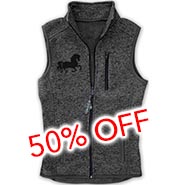 Embroidered Tweed Fleece Sweater Vest with Zippered Chest Pocket