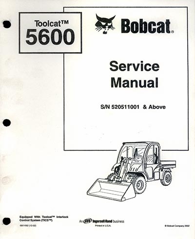 Bobcat Toolcat 5600 Service Manual  *ONLY 1 AVAILABLE*