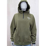 Olive Funnel Neck Quarter Zip Hood with Barn Girl Embroidery  ONLY 1 AVAILABLE size M