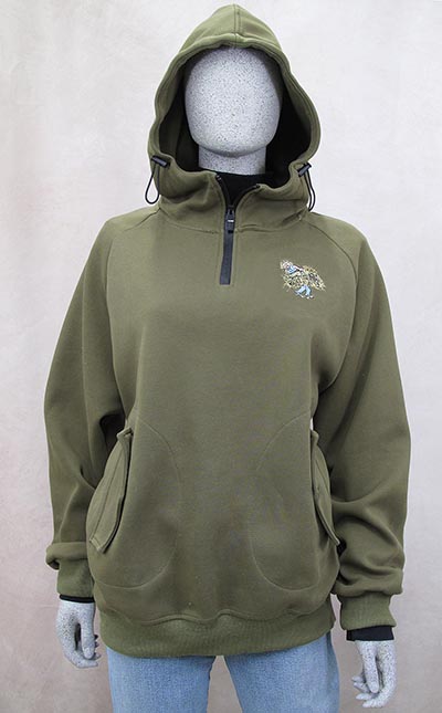 Olive Funnel Neck Quarter Zip Hood with Barn Girl Embroidery  ONLY 1 AVAILABLE size M