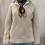 Super Fuzzy Quarter Zip Sherpa Fleece with Celtic Horse Embroidery  ONLY 1 AVAILABLE size M