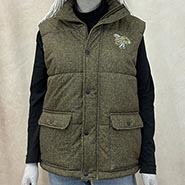 Herringbone Warm Winter Puffer Vest with Barn Girl Embroidery  ONLY 1 AVAILABLE size M