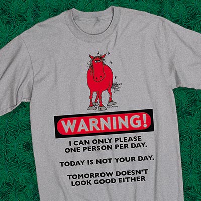 WARNING! I can only please one person per day. Grumpy Horse T-shirt *HALF PRICE!*